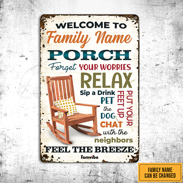 Personalized Backyard Porch Rules Metal Sign AG64 95O47 1