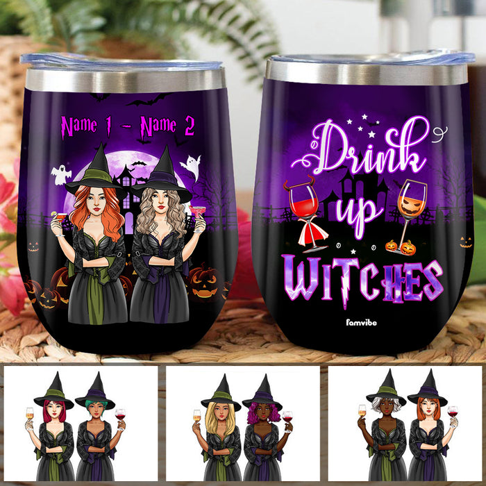 Personalized Witch Sisters Halloween Wine Tumbler AG67 95O57 1