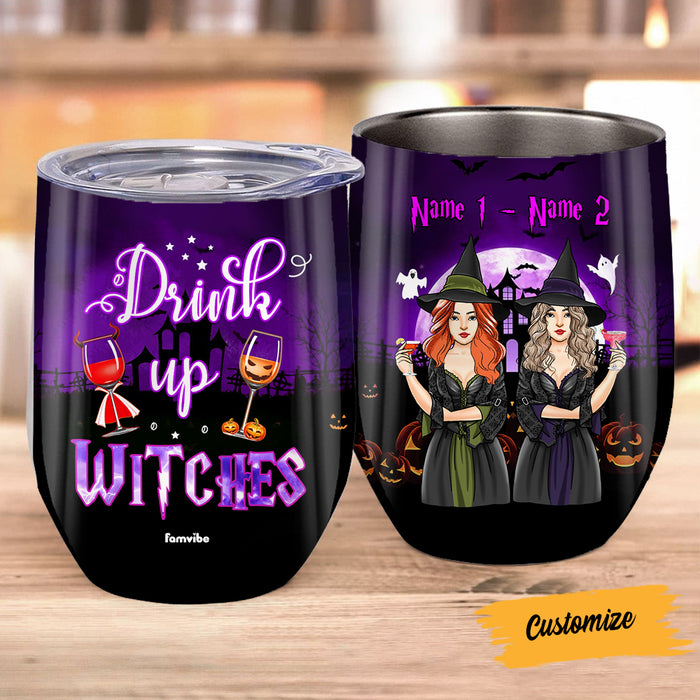 Personalized Witch Sisters Halloween Wine Tumbler AG67 95O57 1