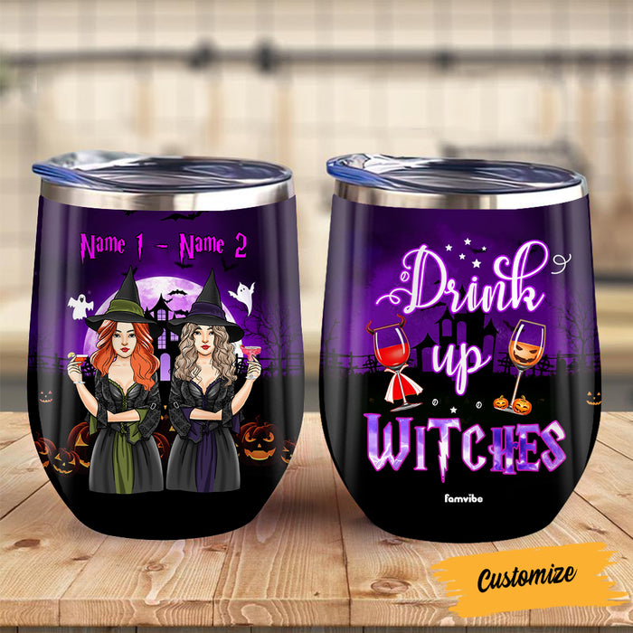 Personalized Witch Sisters Halloween Wine Tumbler AG67 95O57 1