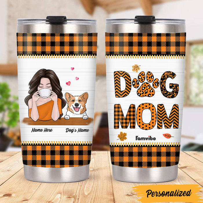 Personalized Dog Mom Fall Halloween Steel Tumbler AG72 30O47 1