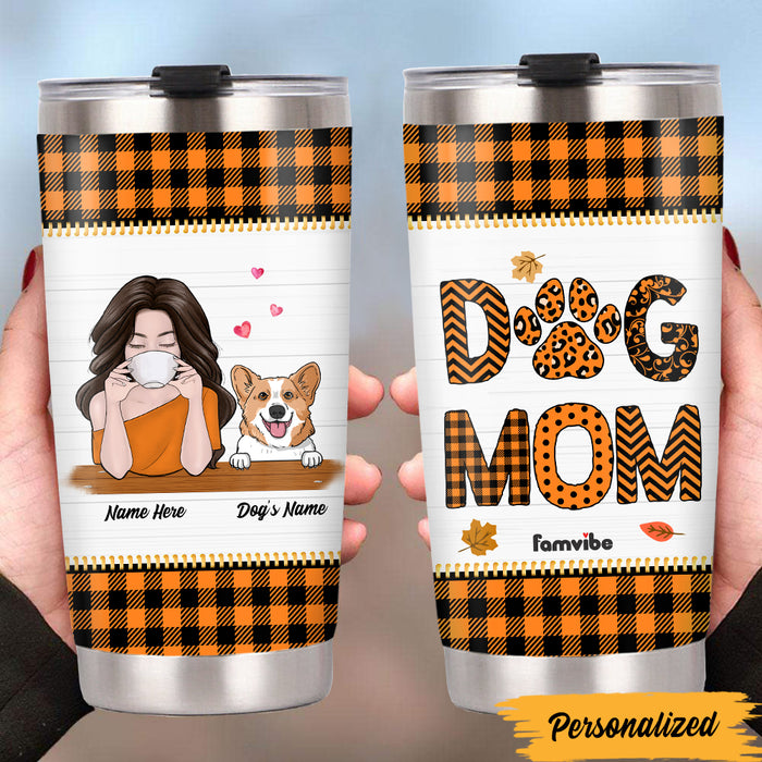 Personalized Dog Mom Fall Halloween Steel Tumbler AG72 30O47 1