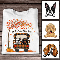 Personalized Life Is Better With Dog Mom Fall T Shirt AG77 30O57 thumb 1