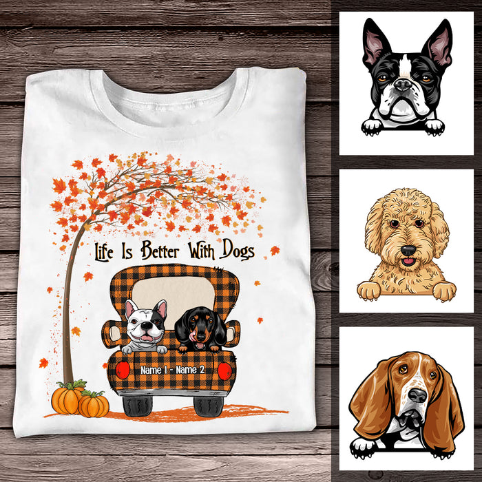 Personalized Life Is Better With Dog Mom Fall T Shirt AG77 30O57 1