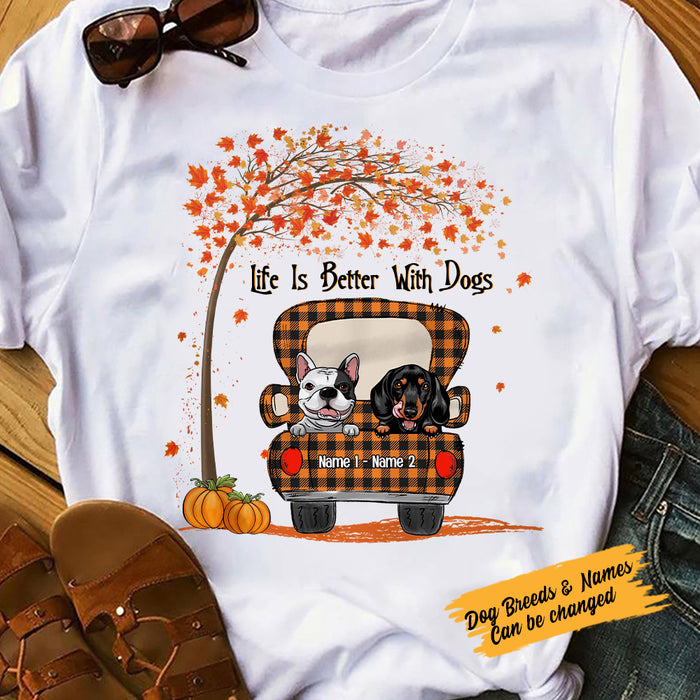 Personalized Life Is Better With Dog Mom Fall T Shirt AG77 30O57 1