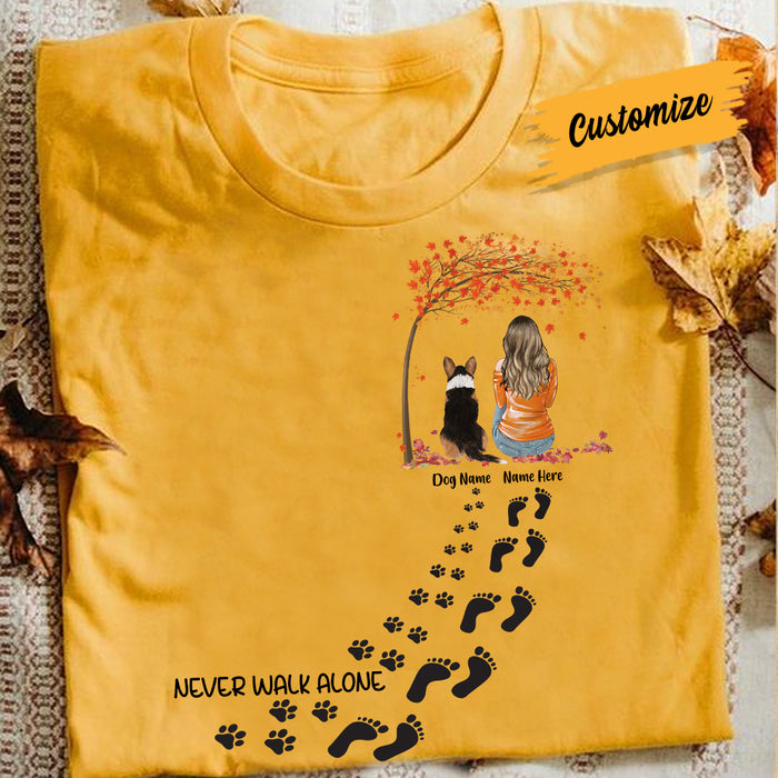Personalized Dog Mom Never Walk Alone Fall T Shirt AG72 95O34 1