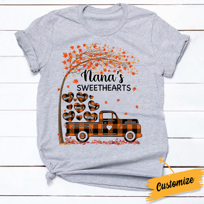 Personalized Fall Grandma Sweethearts T Shirt AG91 24O34 1