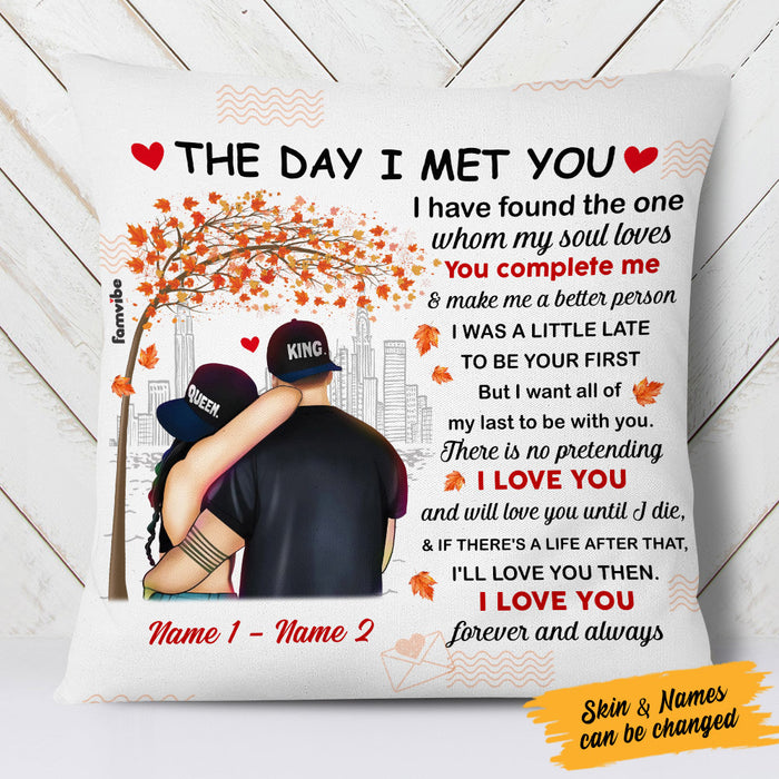 Personalized Fall Halloween  Couple The Day I Met You Pillow AG1010 26O53 (Insert Included) 1
