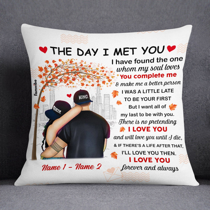 Personalized Fall Halloween  Couple The Day I Met You Pillow AG1010 26O53 (Insert Included) 1