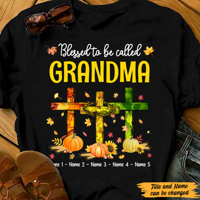 Personalized Grandma Blessed Fall T Shirt AG101 95O47 1