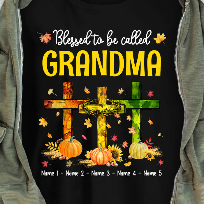 Personalized Grandma Blessed Fall T Shirt AG101 95O47 1