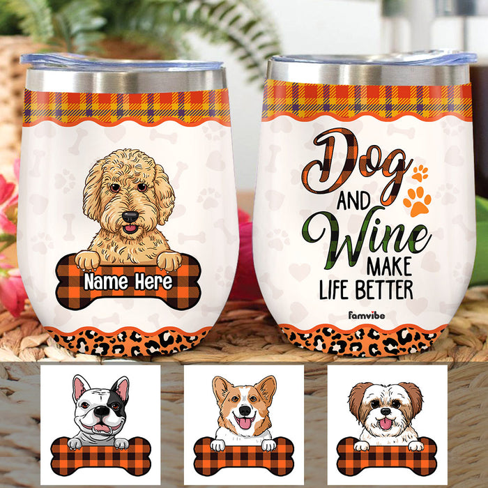 Personalized Fall Halloween Dog Mom Wine Tumbler AG108 24O53 1