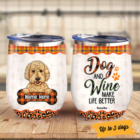 Personalized Fall Halloween Dog Mom Wine Tumbler AG108 24O53 thumb 1
