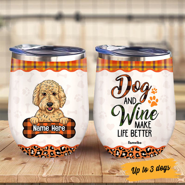 Personalized Fall Halloween Dog Mom Wine Tumbler AG108 24O53 1