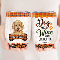 Personalized Fall Halloween Dog Mom Wine Tumbler AG108 24O53 thumb 1