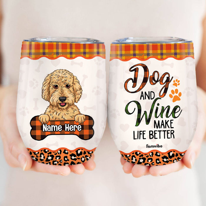 Personalized Fall Halloween Dog Mom Wine Tumbler AG108 24O53 1