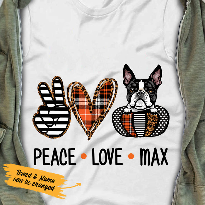 Personalized Fall Halloween Peace Love Dog T Shirt AG107 24O36 1