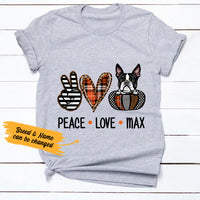 Personalized Fall Halloween Peace Love Dog T Shirt AG107 24O36 thumb 1