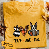 Personalized Fall Halloween Peace Love Dog T Shirt AG107 24O36 thumb 1