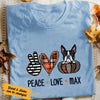 Personalized Fall Halloween Peace Love Dog T Shirt AG107 24O36 1