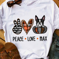 Personalized Fall Halloween Peace Love Dog T Shirt AG107 24O36 thumb 1