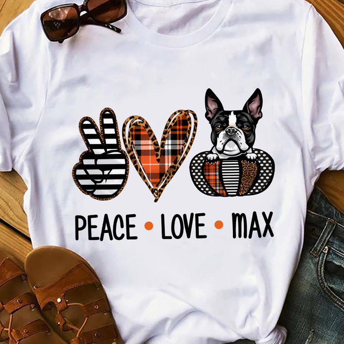 Personalized Fall Halloween Peace Love Dog T Shirt AG107 24O36 1