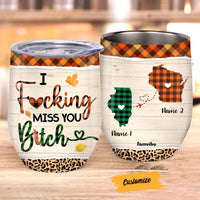 Personalized Fall Halloween Long Distance Friends Sisters Wine Tumbler AG1011 24O58 thumb 1