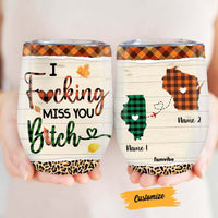 Personalized Fall Halloween Long Distance Friends Sisters Wine Tumbler AG1011 24O58 thumb 1