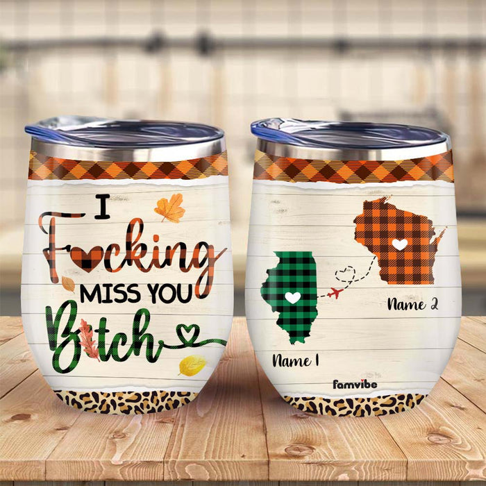 Personalized Fall Halloween Long Distance Friends Sisters Wine Tumbler AG1011 24O58 1