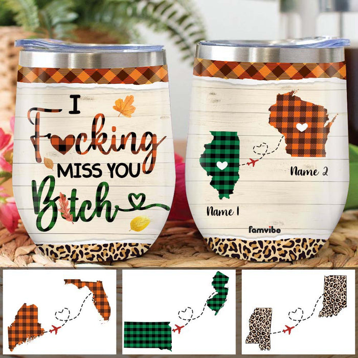 Personalized Fall Halloween Long Distance Friends Sisters Wine Tumbler AG1011 24O58 1