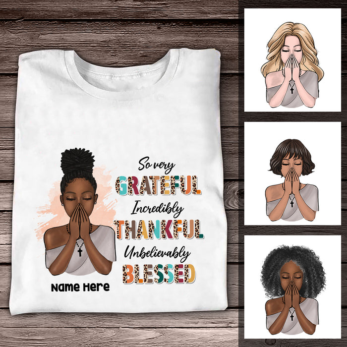 Personalized BWA Grateful Thankful Blessed T Shirt AG113 24O36 1