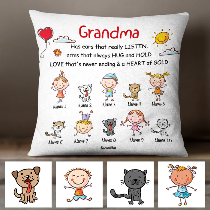 Personalized Mom Grandma Grandchildren Pillow AG131 24O47 (Insert Included) 1