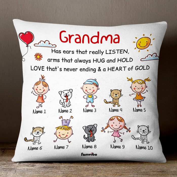Personalized Mom Grandma Grandchildren Pillow AG131 24O47 (Insert Included) 1