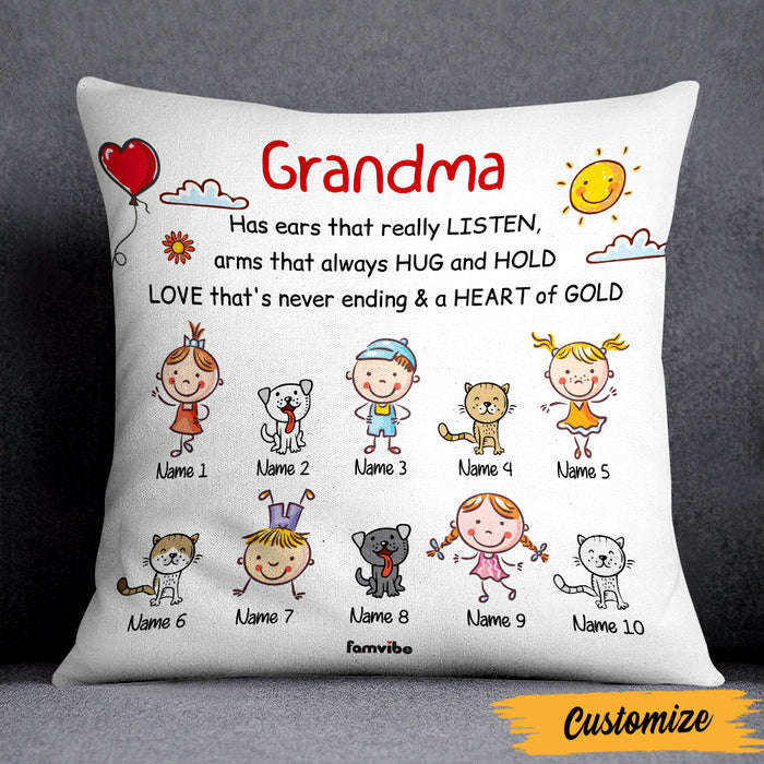 Personalized Mom Grandma Grandchildren Pillow AG131 24O47 (Insert Included) 1