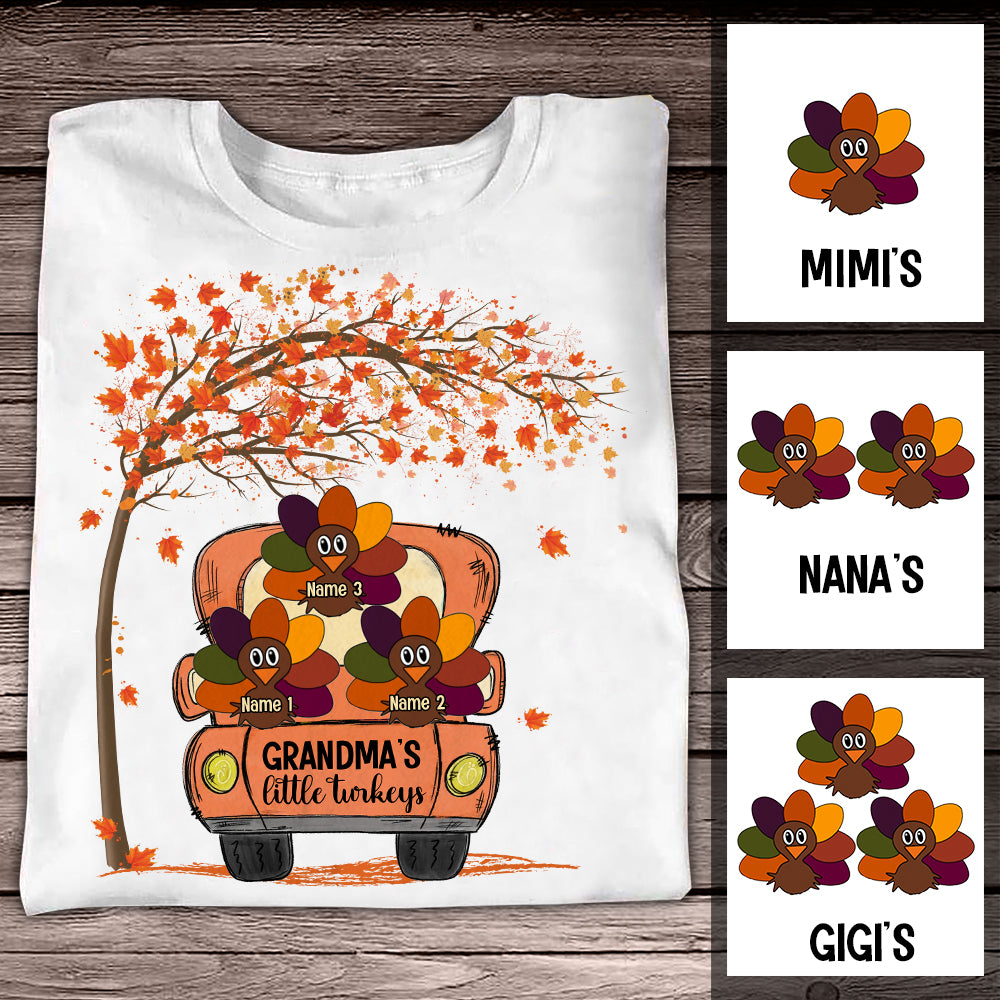 Personalized Fall Grandma Little Turkeys T Shirt AG131 87O34 Primary Mockup