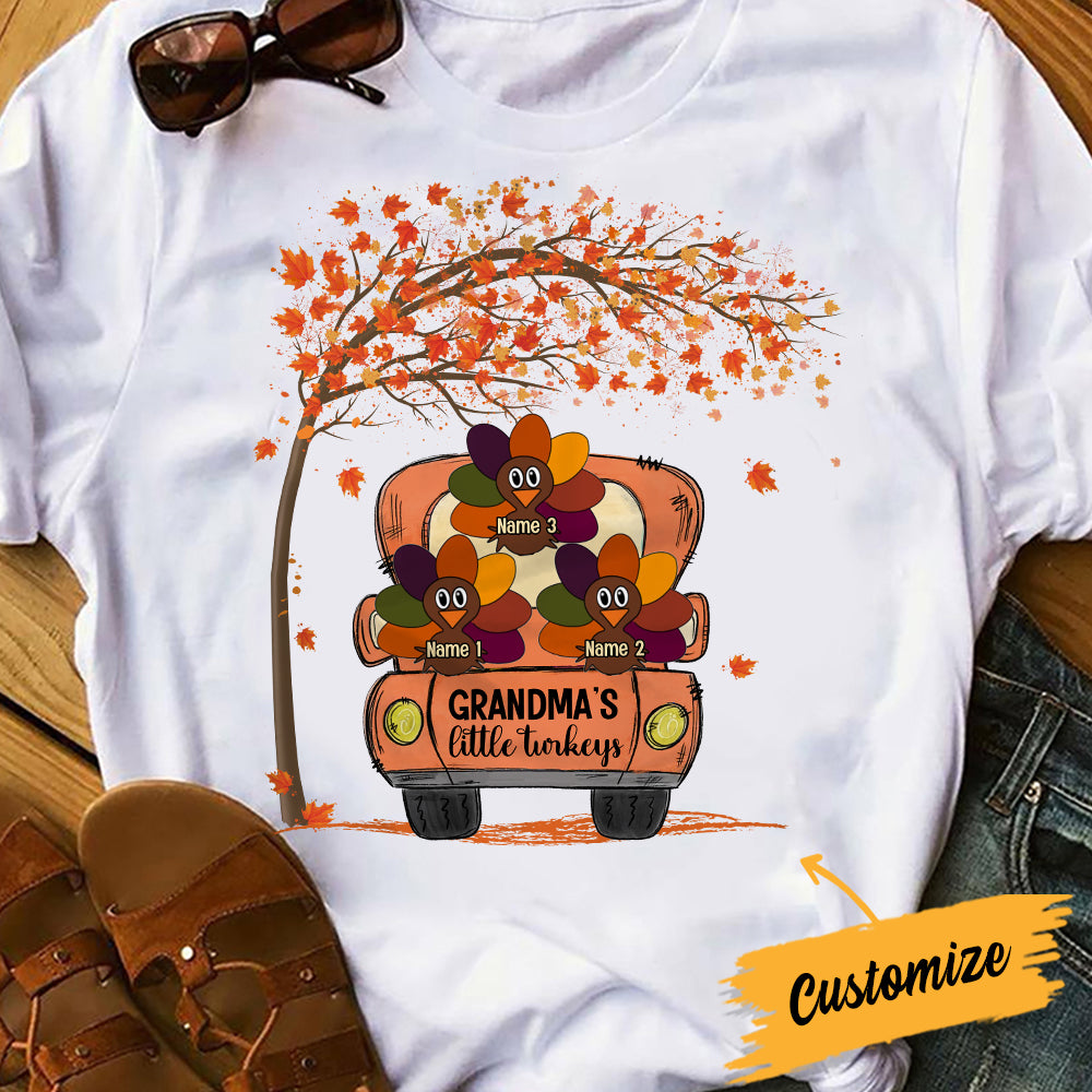 Personalized Fall Grandma Little Turkeys T Shirt AG131 87O34 Primary Mockup