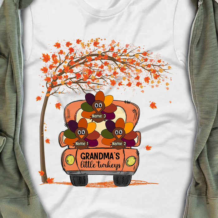 Personalized Fall Grandma Little Turkeys T Shirt AG131 87O34 1