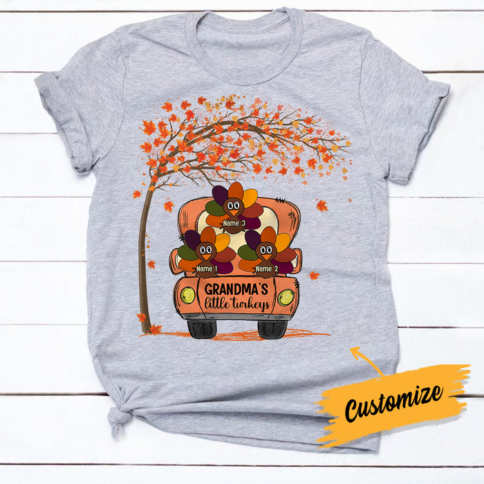 Personalized Fall Grandma Little Turkeys T Shirt AG131 87O34 1