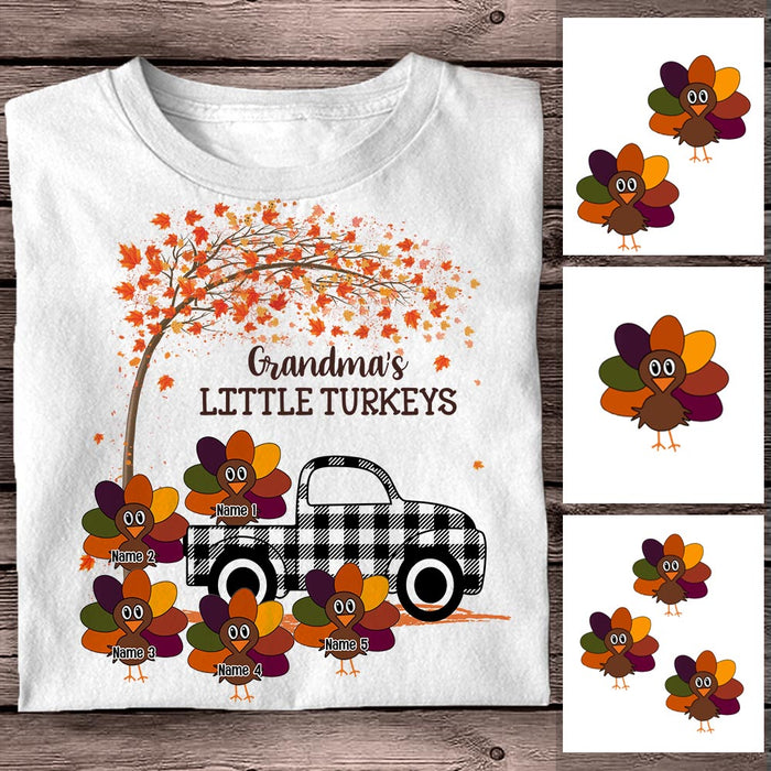 Personalized Fall Grandma Little Turkeys T Shirt AG132 87O58 1