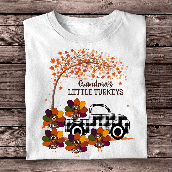 Personalized Fall Grandma Little Turkeys T Shirt AG132 87O58 1