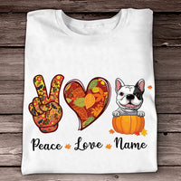 Personalized Peace Love Dog Fall Halloween T Shirt AG142 23O57 thumb 1