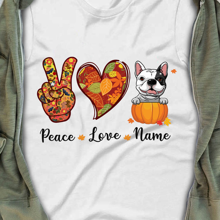 Personalized Peace Love Dog Fall Halloween T Shirt AG142 23O57 1
