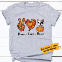 Personalized Peace Love Dog Fall Halloween T Shirt AG142 23O57 thumb 1