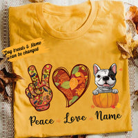 Personalized Peace Love Dog Fall Halloween T Shirt AG142 23O57 thumb 1