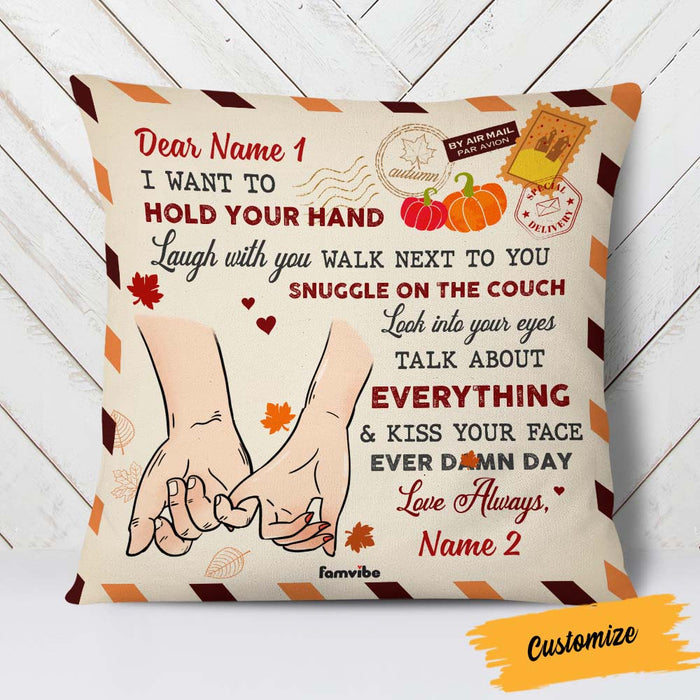 Personalized Fall Couple Love Pillow AG145 24O58 (Insert Included) 1