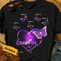 Personalized Mom Grandma Butterflies T Shirt AG172 30O36 thumb 1