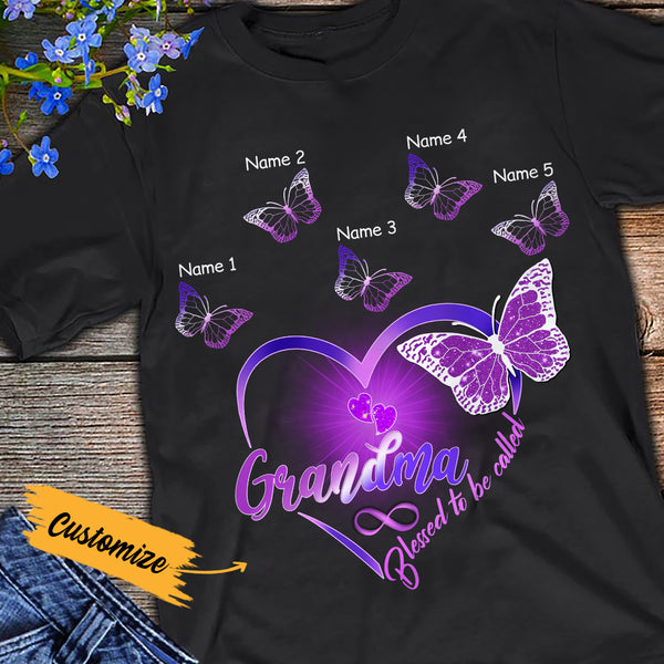 Personalized Mom Grandma Butterflies T Shirt AG172 30O36 - Famvibe