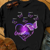 Personalized Mom Grandma Butterflies T Shirt AG172 30O36 thumb 1