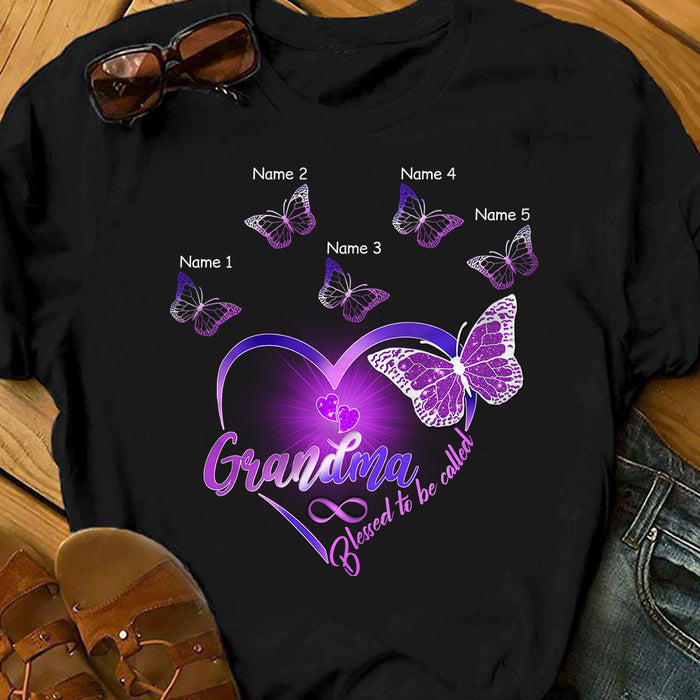 Personalized Mom Grandma Butterflies T Shirt AG172 30O36 1