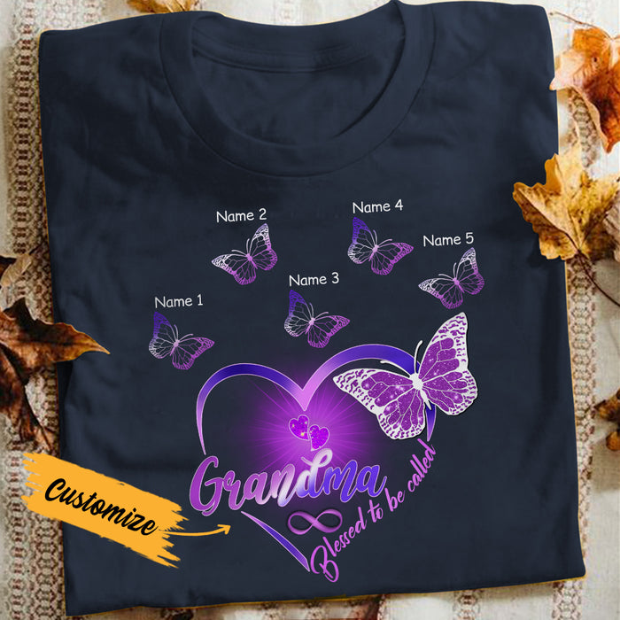 Personalized Mom Grandma Butterflies T Shirt AG172 30O36 1